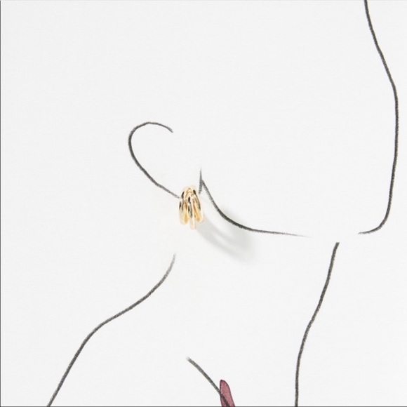 New! Anthro Lauryn Gold Hoop Earrings - Picture 3 of 6